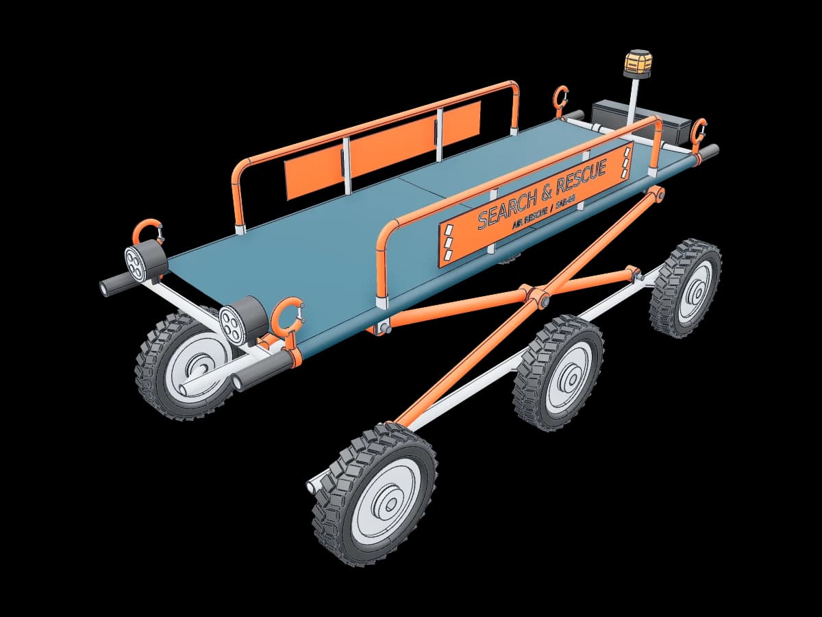 Six Wheeled Aluminum Stretcher