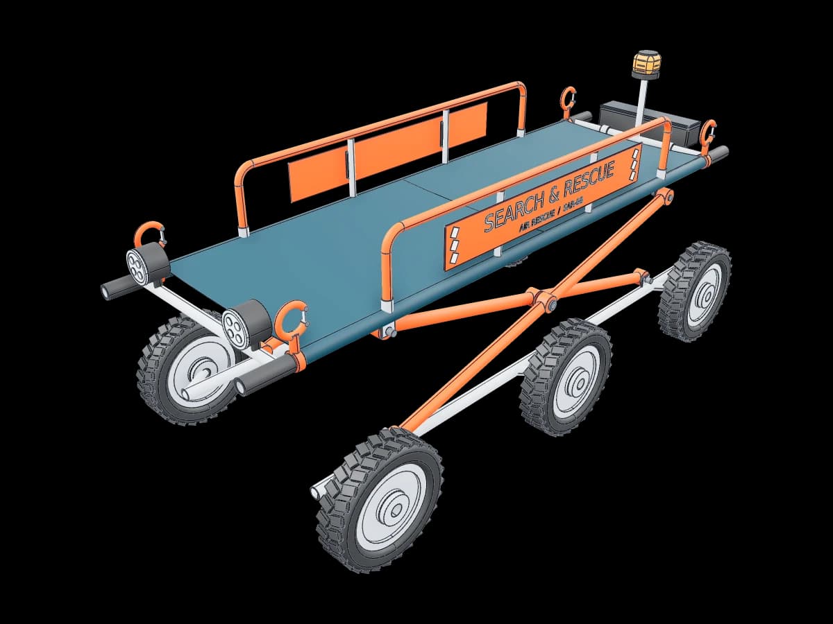 Six Wheeled Aluminum Stretcher