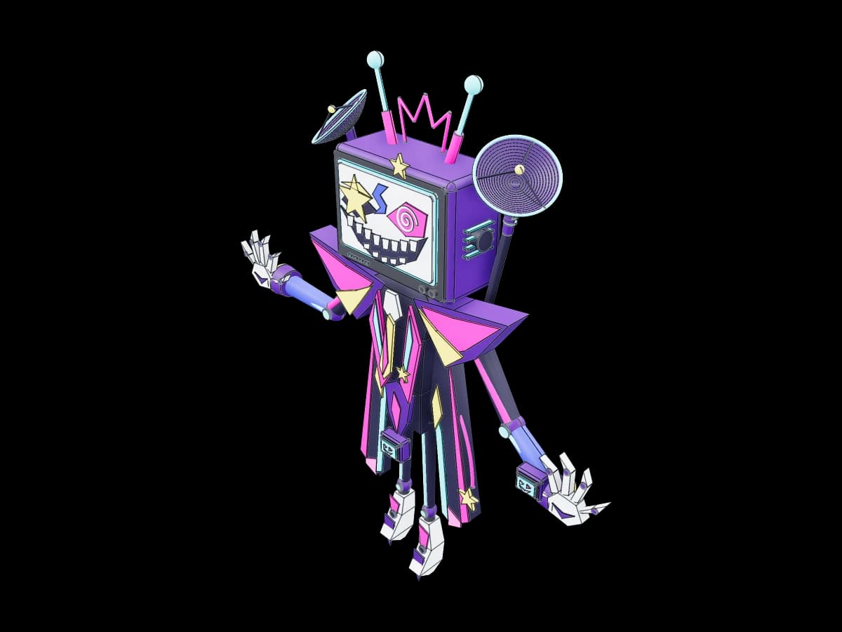 Neon TV-Head Figurine