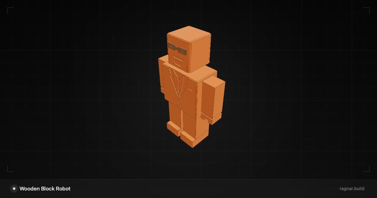 Suit-wearing wooden figure