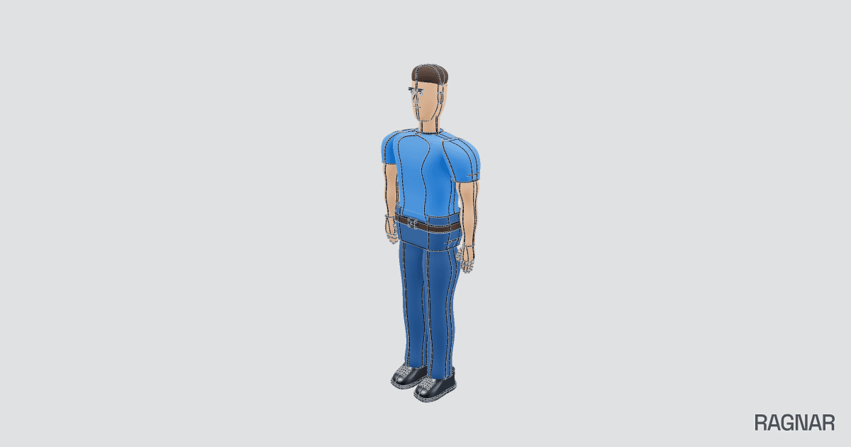 Man in blue shirt