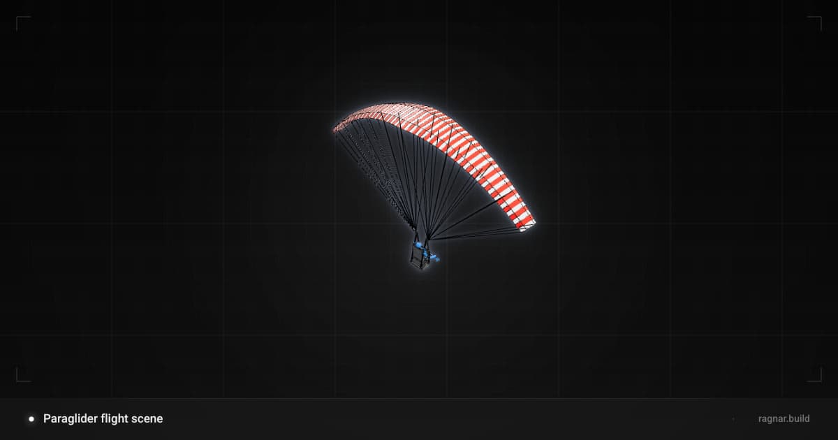 Paraglider flight scene
