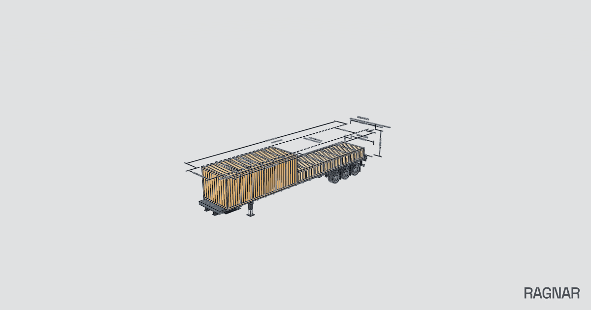 Flatbed with overhanging crates