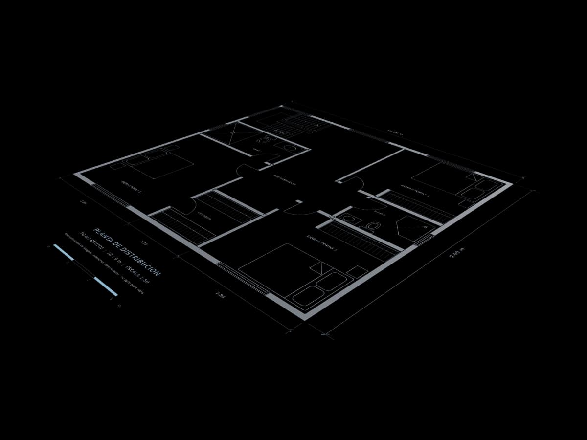 90m² Architectural Floor Plan