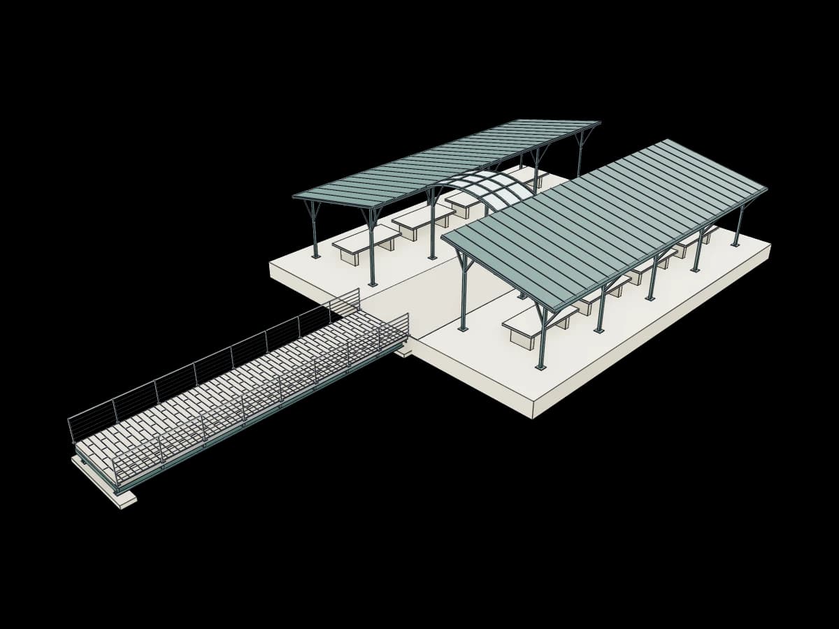 Footbridge and Market Canopies