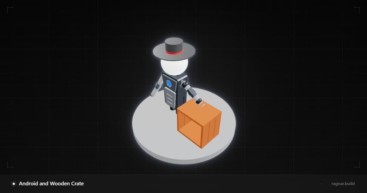 Android and Wooden Crate