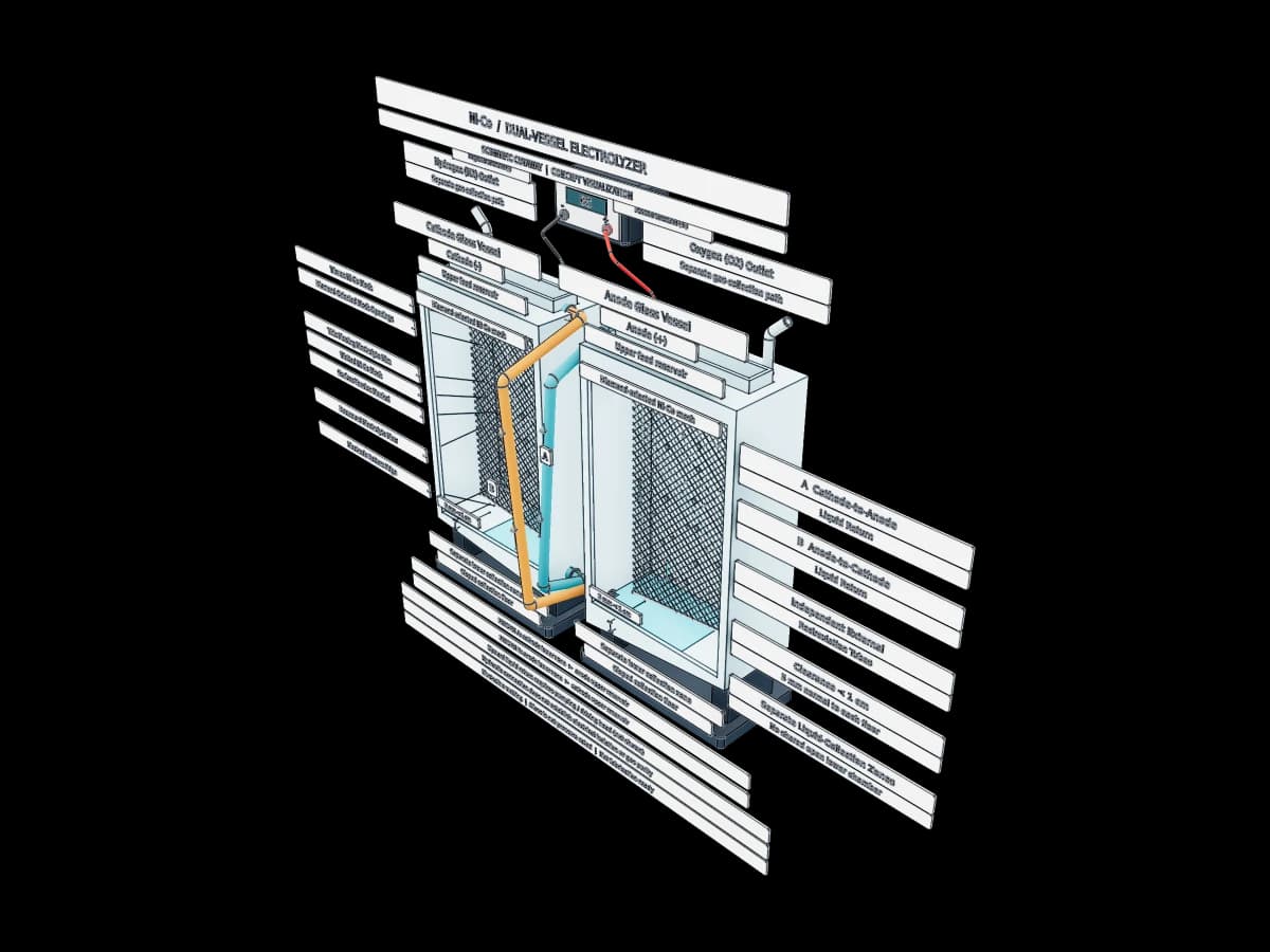Dual Vessel Mesh Electrolyzer