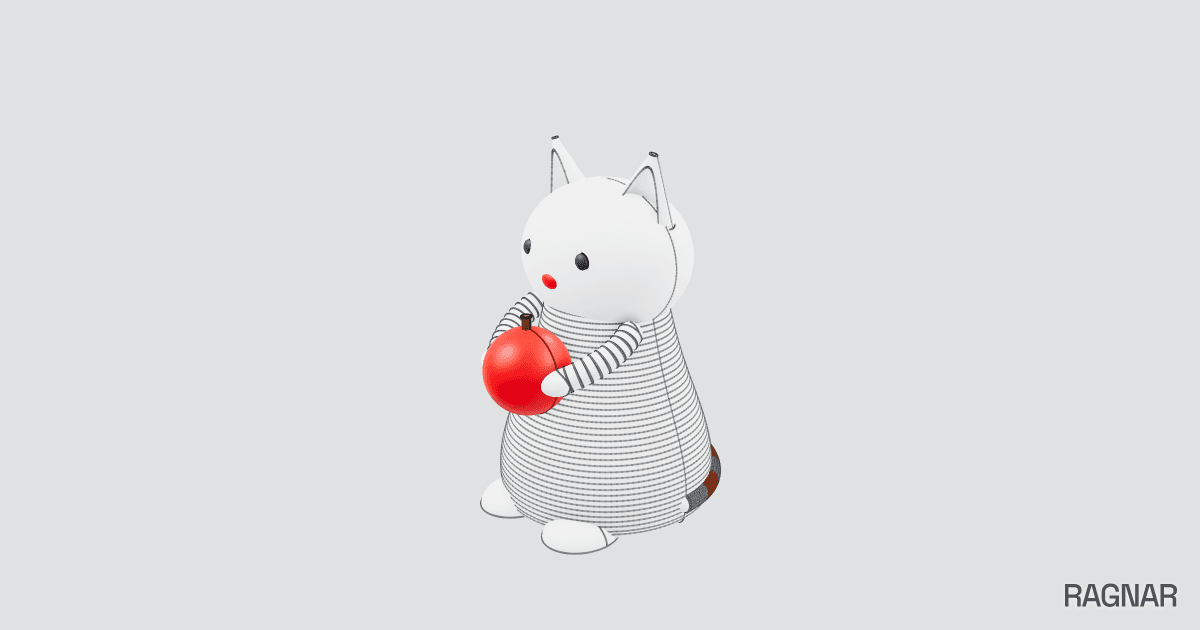 Cat holding apple
