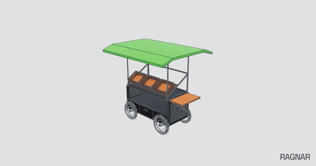 Folding vending cart