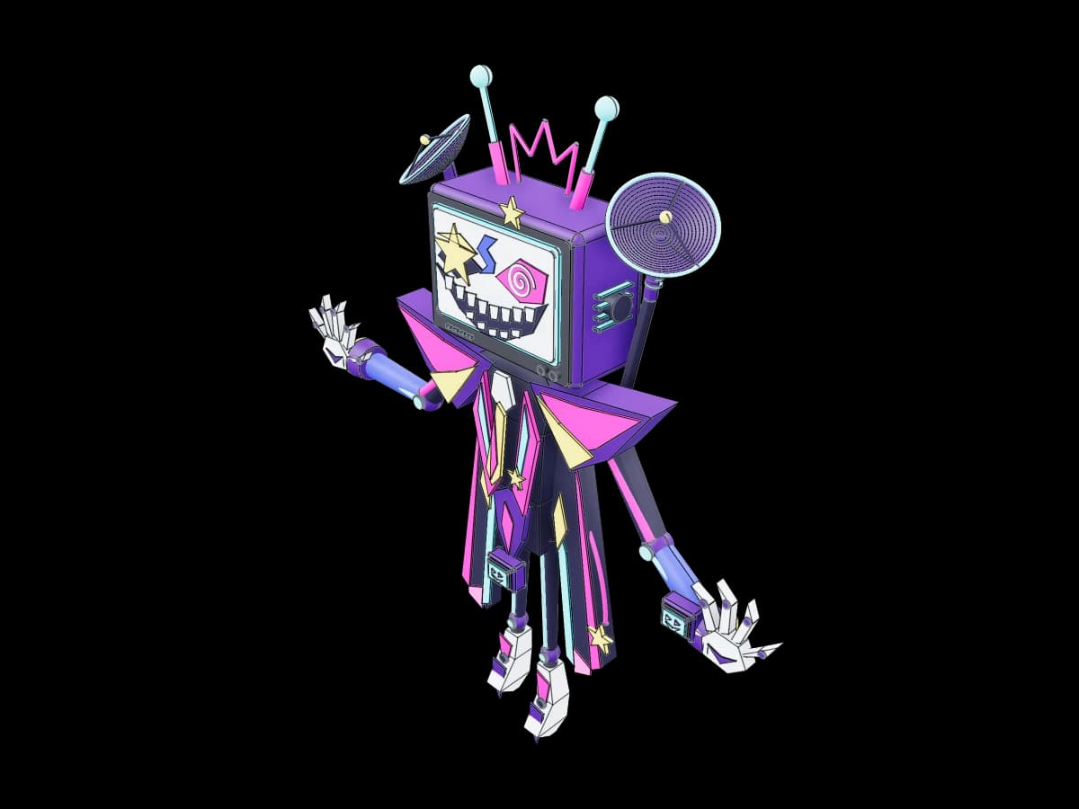 Neon TV-Head Figurine