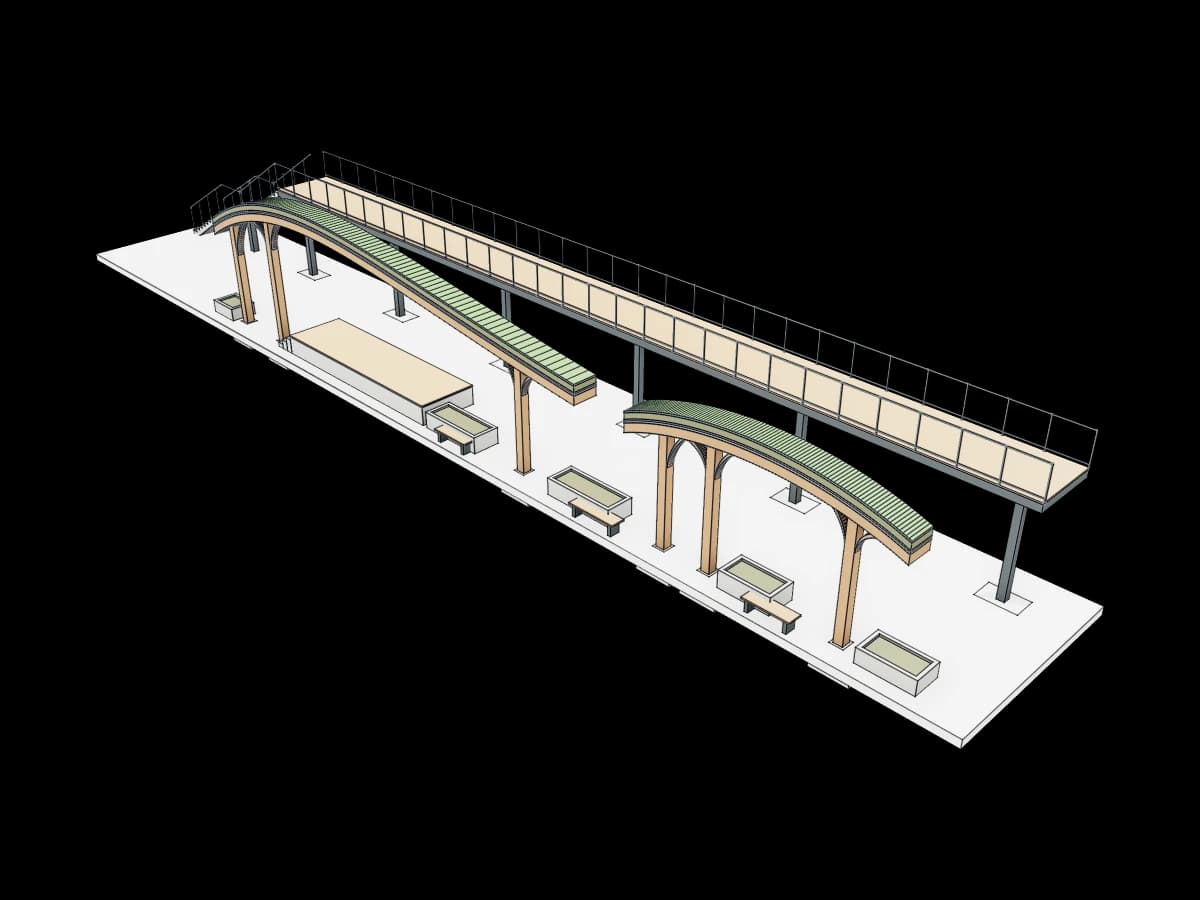 Curved Green Roof Structure