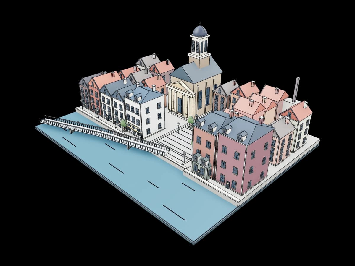 Dutch Canal Town Scene