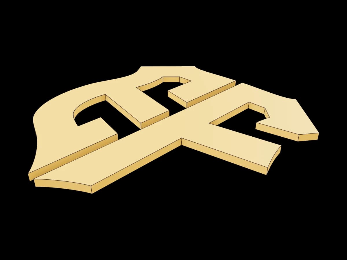 Two-piece gold emblem