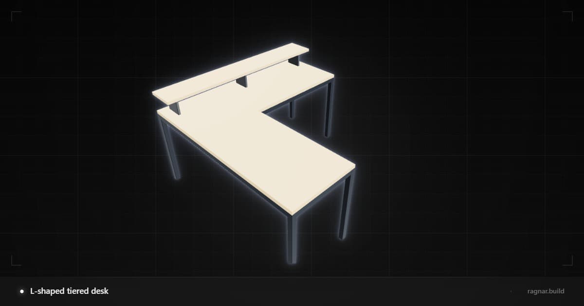 L-shaped tiered desk