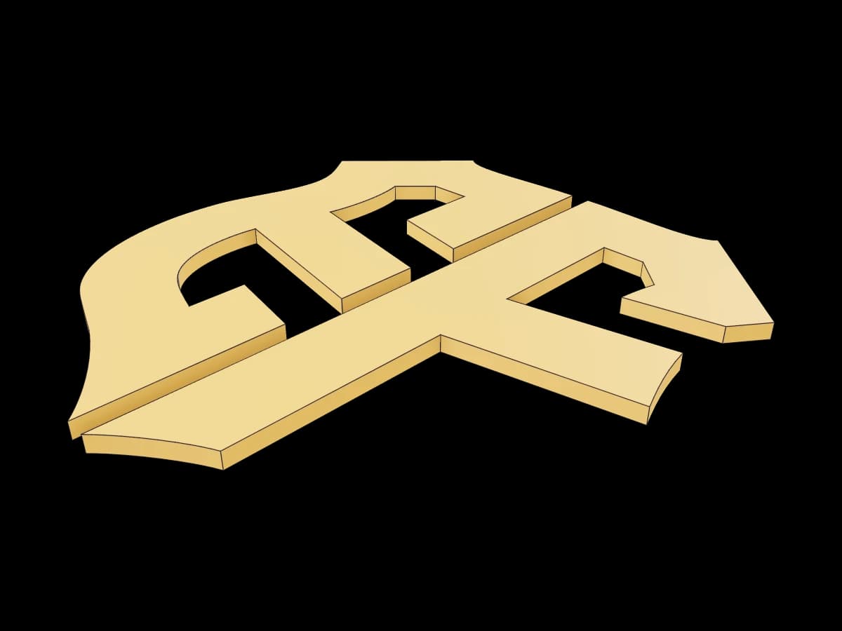 Two-piece gold emblem