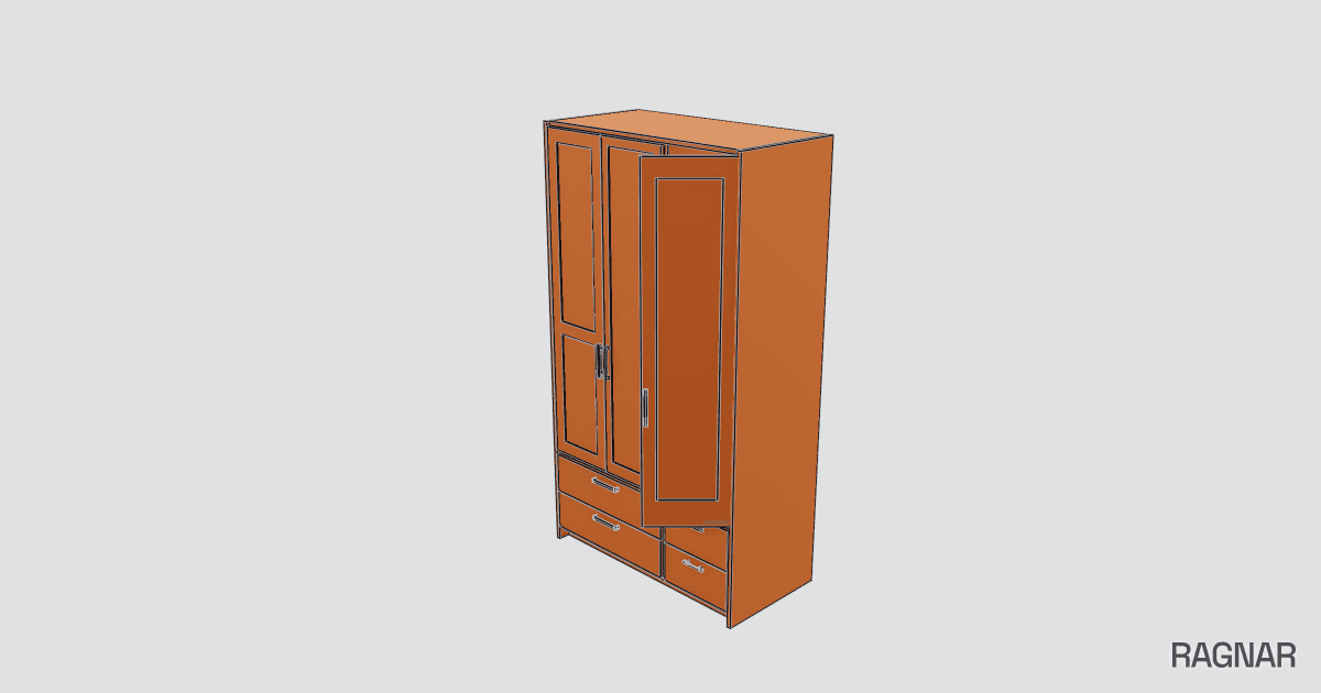 Large wardrobe with drawers