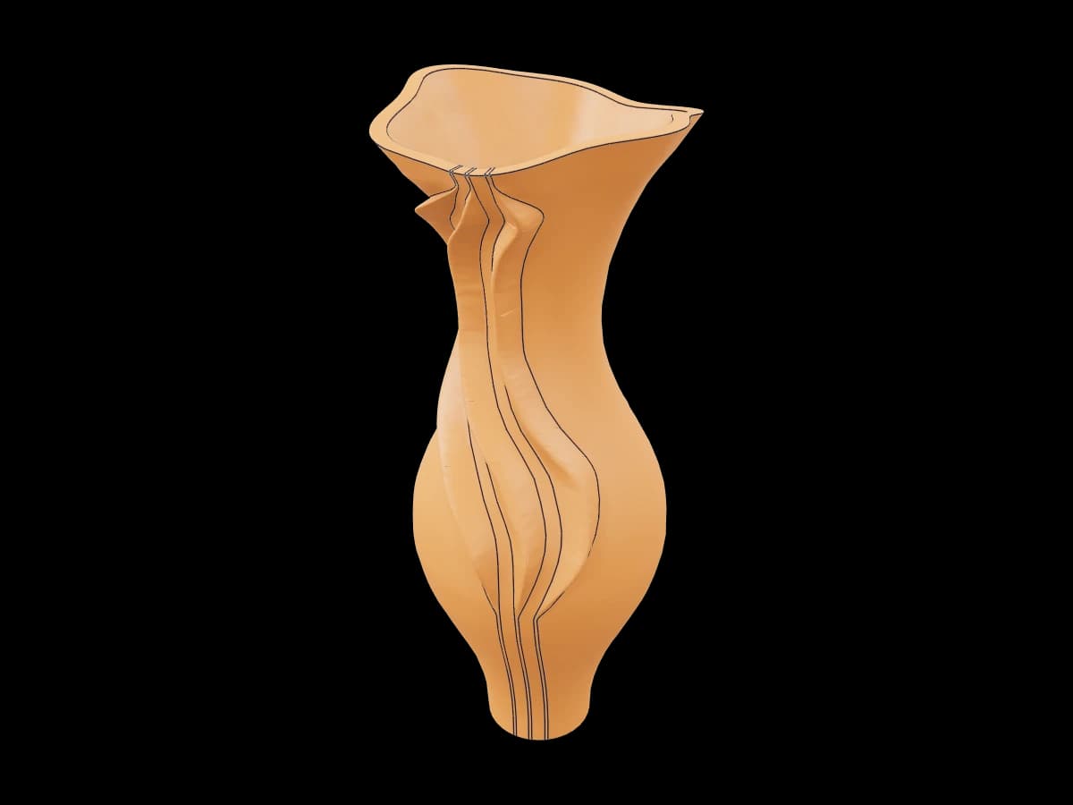 Ribbed Wooden Display Vase