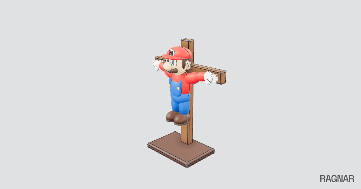 Crucified Mario Statue