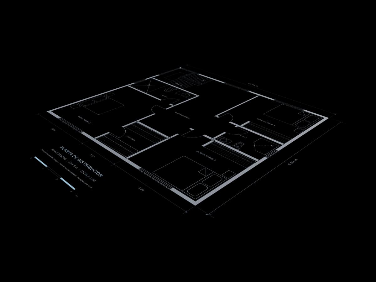 90m² Architectural Floor Plan