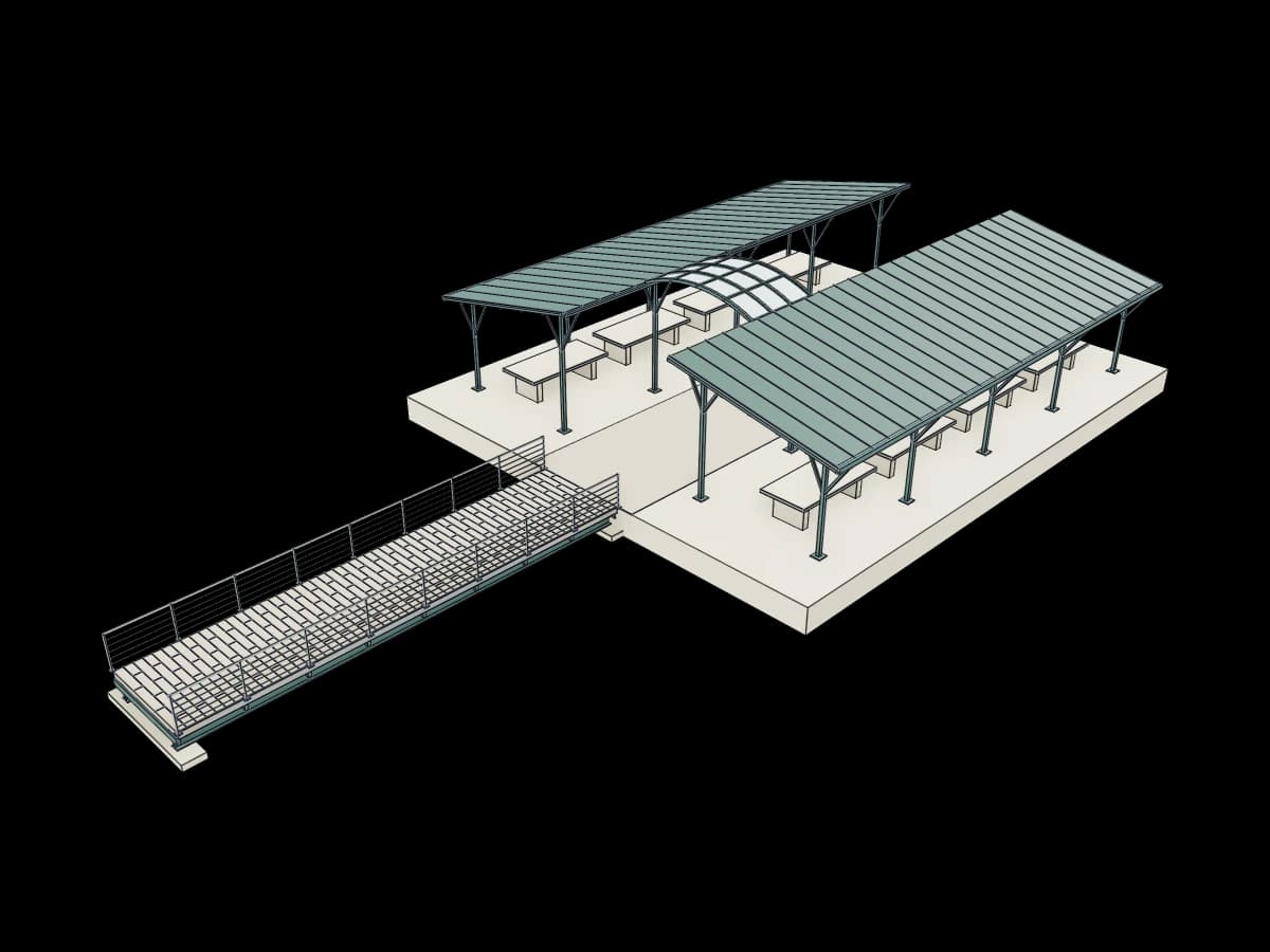 Footbridge and Market Canopies