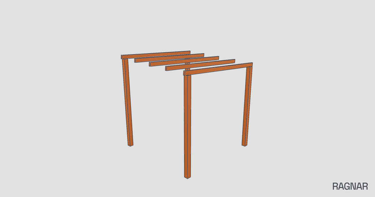 Sloped wooden pergola